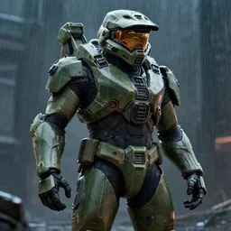 a concept art of Halo ODST, trending on artstation, 8k, raining, cinematic lighting, highly detailed