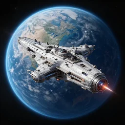 twilight imperium fantasy spaceship over a planet