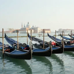 venetian gondolas in the style of aivazovsky