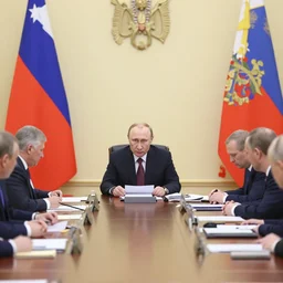 vladimir putin on a very very very very long table