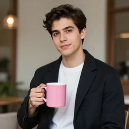 portrait of a ( ( ( grande y rosa una taza de cafe ) ) ), ( ( dotado futuristic guapo y joven mago mexicano macho alegre ) ), lleno de estrellas y magia, concept character, by filip hodas and mucha and botticelli and bob ross and bierstadt and remington, trending on artstation