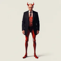 a post - minimalism portrait of maniacillay evil looking putin as the devil with very long legs vibrant color scheme, highly detailed, in the style of romanticism, cinematic, artstation, moebius, greg rutkowski