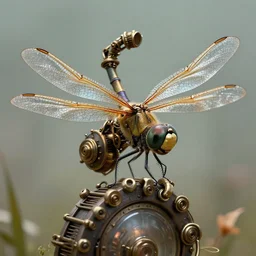 steampunk mechanic dragonfly, award winning photo, 8 k,
