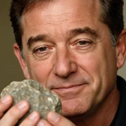 extreme close - up shot of robin williams in bicentennial man holding a rock, human - skin tone, photorealistic