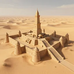 a chromodynamic citadel in the gobi desert, artstationhq, environment art
