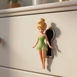 tinker bell stuck in a dresser keyhole octane render 8k, realistic lighting, beautiful