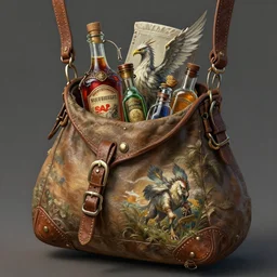 a bag full of potions, digital art, realistic painting, fantasy, dnd, the griffon's saddlebag, concept art, very detailed, high definition, trending on artstation