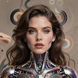 portrait of Lana Del Rey as a cyborg. intricate abstract. intricate artwork. by Tooth Wu, wlop, beeple, dan mumford. dune by david lynch, octane render, trending on artstation, greg rutkowski very coherent symmetrical artwork. cinematic, hyper realism, high detail, octane render, 8k, iridescent accents