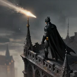 batman it the top of the building looking at the batsignal, trending on artstation, intricate details