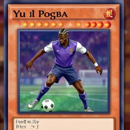 Yu Gi Oh card of soccer player Paul Pogba, illustration, 2d