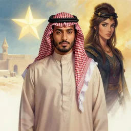 saudi wearing thobe and shemagh man instead of lucifer morningstar from lucifer artwork netflix by feng zhu, alena aenami artworks