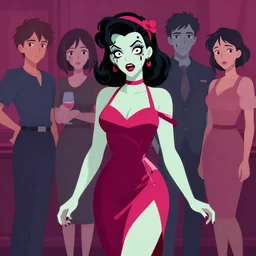 a zombie pinup girl in a cocktail dress. clean cel shaded vector art by lois van baarle, artgerm, helen huang, by makoto shinkai and ilya kuvshinov, rossdraws, illustration, art by ilya kuvshinov
