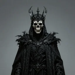 centered portrait of the Shadow King, crown made of shadows, cloak, skull mask, realistic character concept, high fantasy, gothic, dark atmosphere, malice, medium shot, symmetrical face, golden ratio,, cinematic lighting, hyperdetailed, high resolution, insanely detailed and intricate, artstation, Marc Simonetti, Greg Rutkowski, octane render, 8k