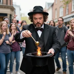 Jack Black doing a magic trick, street, people, surprised, magic by Jack Black, 8k
