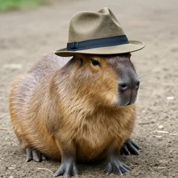 a capybara wearing a fedora