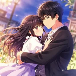 visual novel cover, anime, detailed, digital art, romantic