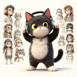 funky cat listen to some music, extremely detailed, sharp focus, wide view, full body shot, smooth, digital illustration, by james jean, by rossdraws, frank franzzeta, mcbess, sakimichan, brosmin, danton fadeev, steve simpson