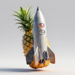 rocket launcher made of pineapple and futuristic technology, 3D octane render, extreme detail