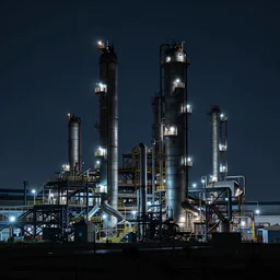 night time ominous factory by patrick joust