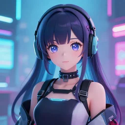 cute anime girl portrait, artstation, cyberpunk