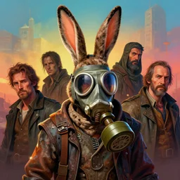 radiation rabbit, post - apocalyptic, wearing gas mask. digital art by eugene de blaas, ross tran, and nasreddine dinet, vibrant color scheme, intricately detailed, in the style of romanticism. artstation, greg rutkowski
