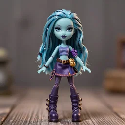 still figurine of monster high custom doll from avatar movie, personification, detailed product photo, tone mapped, beautiful composition, 8 5 mm, f. 1 8, soft lighting