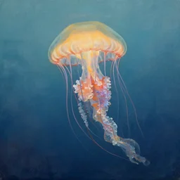 regal jellyfish, lord of the sea, fantasy, painted by edmund leighton
