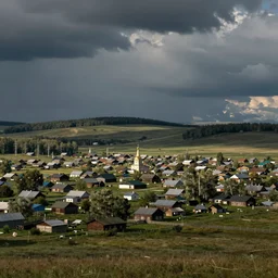 matte painting of russian small town in the steppes by greg rutkowski