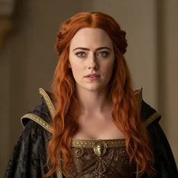 portrait of emma stone dressed as a queen from the 5 th century, hyper detailed, award winning