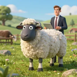 cotswold sheep dressed like school teacher by greg rutkowski and thomas kinkade, trending on artstation, 3 d render octane