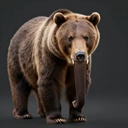 elephant - bear - hybrid. animal photography. grizzly bear. bear. fur and paws trunk and teeth