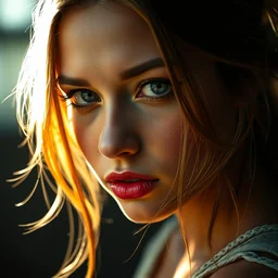 portrait of a beautiful girl,, intimate,, beautiful face, rule of thirds, spotlight, expressive, passionate, by greg rutkowski, by jeremy mann, by francoise nielly,, 4 k, 8 k, correct body proportion