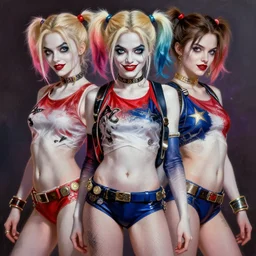 digital _ painting _ of _ harley quinn swimsuit _ by _ filipe _ pagliuso _ and _ justin _ gerard _ symmetric _ fantasy _ highly _ detailed _ realistic _ intricate _ port