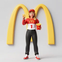 full body lauren boebert at mcdonalds making french fries, ultrarealistic