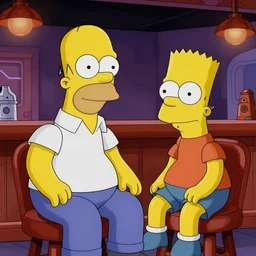 concept art homer simpson and bart simpson sitting in a star wars bar, highly detailed cinematic