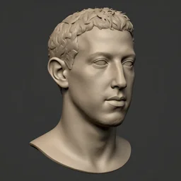 Zbrush sculpture 3d mark Zuckerberg clay render, ambient occlusion