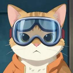 cat person with goggles, style of hajime isayama