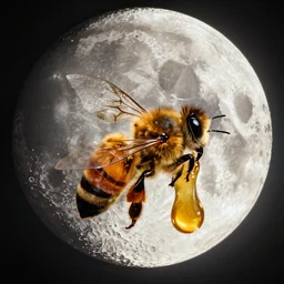 a honeybee with honey in the moon