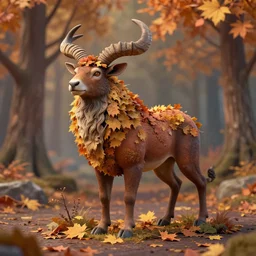 animal god of autumn in the lichen woods. this 3 d render by an indie artist has an interesting color scheme, plenty of details and impeccable lighting.