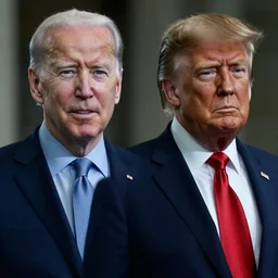 joe biden in the terminator shooting terminator donald trump, cinematic, two characters, highly detailed, photorealistic, cinematic lighting, James Cameron, hr GIGER