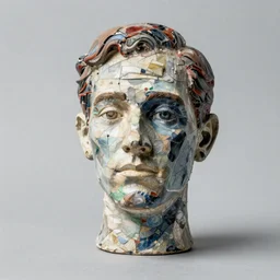 studio photograph of a mixed media surrealist of a human head by ernest pignon - ernest, francis bacon and cy twombly, 3 5 mm,
