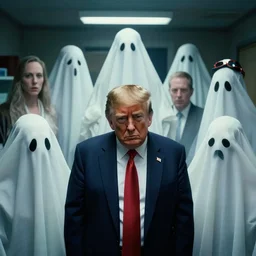 a group of ghost in the room office trump, nuri iyem, james gurney, james jean, greg rutkowski, anato finnstark, donald trump, instagram photo shoot, cinematic, trending on artstation and pinterest, closeup