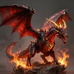 Attack of the Eldritch Dragon, black, red, gold, fire, chaos, High Fantasy, by Frank Franzzeta, artstationHD, artstationHQ, deviantar, octane, HD, 8k