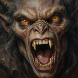 a creature escaping barbarian's mouth, fantasy painting by boris vallejo and julie bell, perfect eyes, highly detailed,