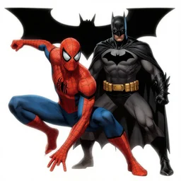 spiderman fighting batman in the dark knight returns, comic book, highly detailed, digital art, centered, portrait, colored accurately, 4 k, 8 k, masterpiece, in the style of frank miller
