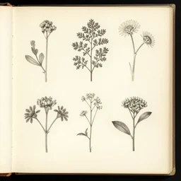 high resolution scan of the pages of an old herbarium, by herge