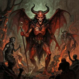 carneval in hell, environment, demons, by Greg Rutkowski and Thomas Kinkade