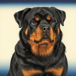 a beautiful painting cat rottweiler, by ukiyo - e award - winning art color screen printing