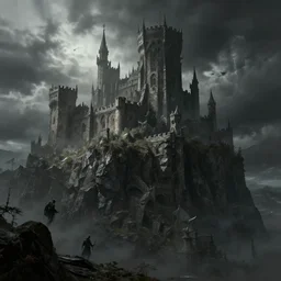 A castle upon a jagged cliff, dark souls level, epic