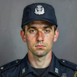 high quality high detail painting by lucian freud, hd, portrait of cop